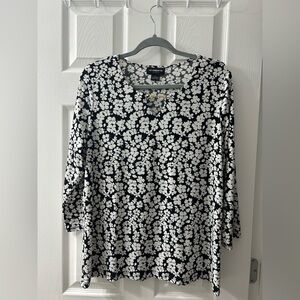 Liz Claiborne Black and White Floral Blouse